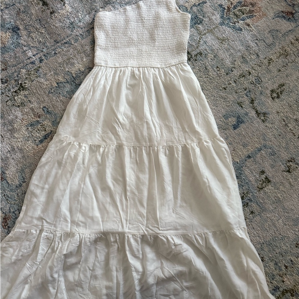White One-Shoulder Midi Dress